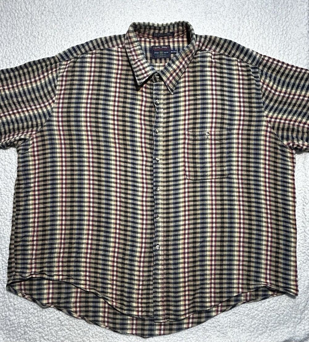 Club House Members Only Men's 4XL Shirt Plaid Long Sleeve 100% Cotton